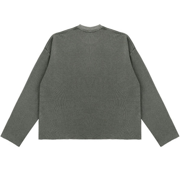 Heavyweight Washed Waffle Cotton Long Sleeve Tee 340G
