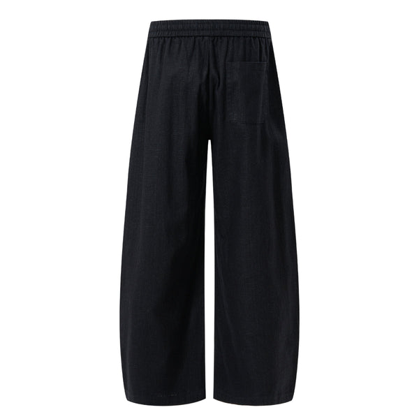 Solid Tint Linen-Blend Barrel Pants