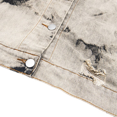 Men's Spring Autumn Tie-Dye Loose Casual Lapel Denim Jacket