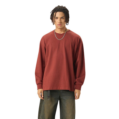 Solid Loose Fit Long-Sleeve Cotton T-Shirt 9.15oz
