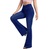 Crossover Waist Knit Denim Bootcut Pants