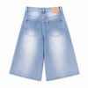 Vintage Wash Straight Leg Denim Shorts