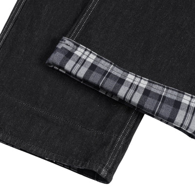 Plaid Cuff Baggy Jeans