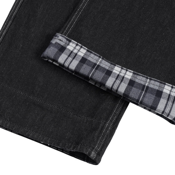 Plaid Cuff Baggy Jeans