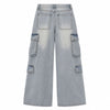 Vintage Wash Multi-Pocket Cargo Straight Leg Denim Jeans