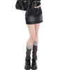 Dark Wash Faded Denim Mini Skirt