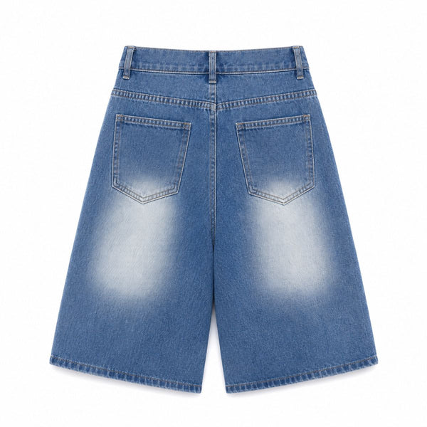 Cartoon Patch Loose Fit Denim Shorts