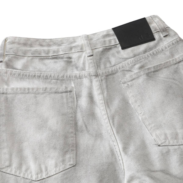 Vintage Wash Star Pattern Baggy Straight Leg Cargo Jeans
