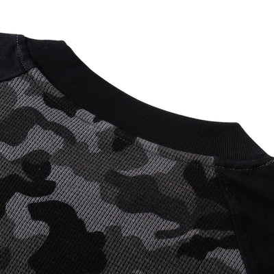 Raglan-Sleeve Camo Waffle Knit Long-Sleeve T-Shirt
