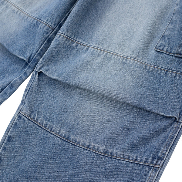 Pleated Vintage Wash Denim Baggy Jeans