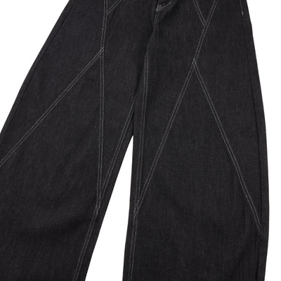 Vintage Washed Paneled Barrel-Leg Baggy Jeans
