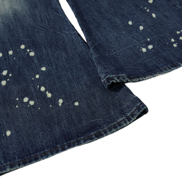 Men's Paint Splatter Washed Denim Wide Leg Pants Distressed Unique