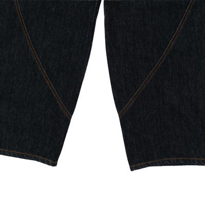 Men's Curved Crescent Denim Pants – Loose Wide-Leg Street Style