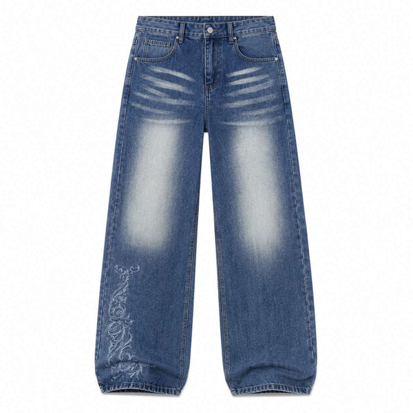 Vintage Embroidered Bootcut Denim Jeans