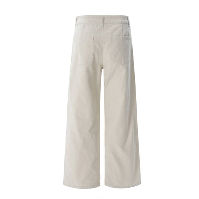Vintage Washed High-Waist Relaxed Straight Wide-Leg Trousers