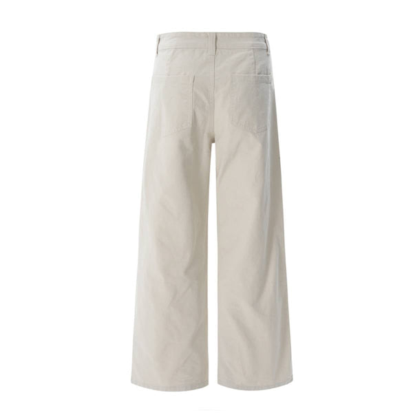 Vintage Washed High-Waist Relaxed Straight Wide-Leg Trousers
