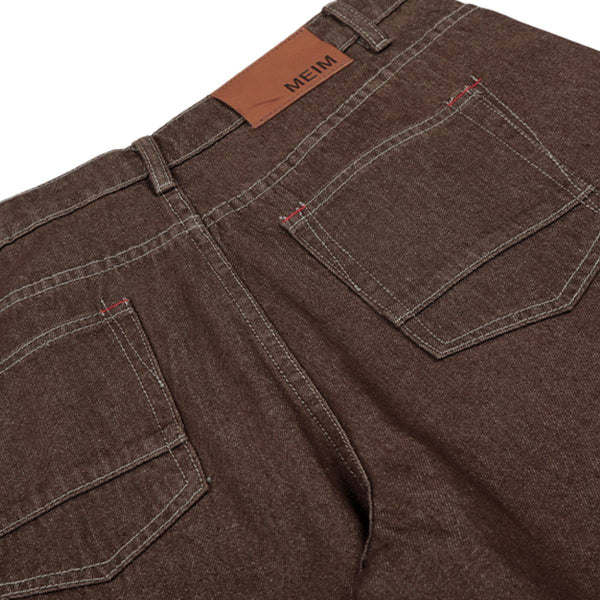 Vintage Washed Curved Seam Baggy Wide-Leg Cargo Jeans