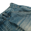 Men's Washed Distressed Denim Pants Loose Wide Leg Pleated Fade