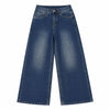 Washed Graphic Patchwork Wide Leg Denim Jeans