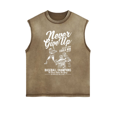 Never Give Up Sleeveless Graphic Tee-INNBLAC