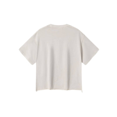 Distressed Raw Hem Boxy Cotton T-Shirt