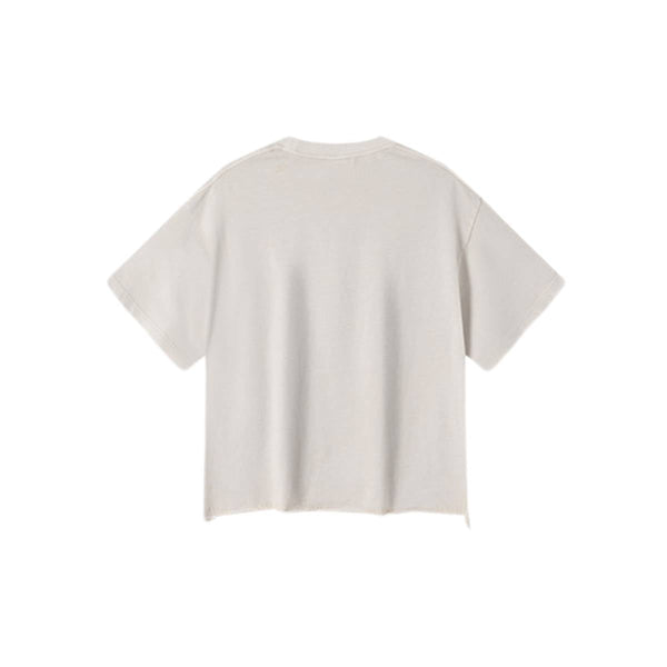 Distressed Raw Hem Boxy Cotton T-Shirt