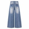 Distressed Pocket Barrel Leg Denim Jeans