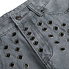 Vintage Washed Eyelet Wide Leg Denim Jeans