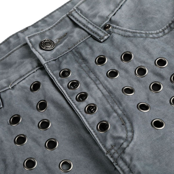 Vintage Washed Eyelet Wide Leg Denim Jeans