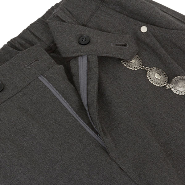 Basic Striped Metal Hook Relaxed Ins Trousers