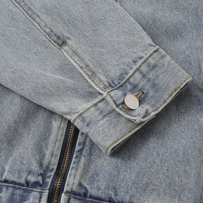 Unisex Loose Retro Workwear Washed Denim Jacket
