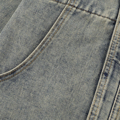 Retro Washed Distressed Stand Collar Hip-hop Short Denim Men's Jacket