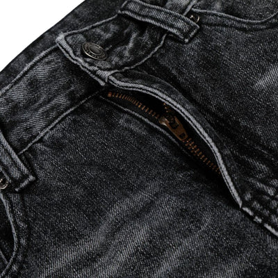 Vintage Washed Black Flared Denim Jeans
