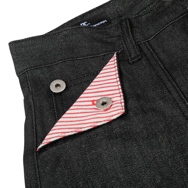 Raw Black Wide Leg Jeans with Utility Flap Pocket Detail