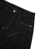 Raw Yellow-Stitch Wide-Leg Curved Baggy Denim Pants