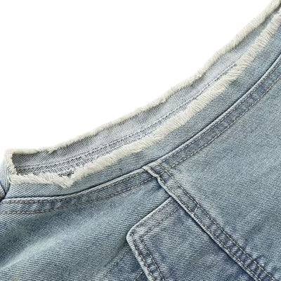 Sleeveless Vintage Wash Denim Trucker Jacket