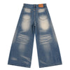 Washed Vintage Curved Leg Loose Fit Denim Jeans