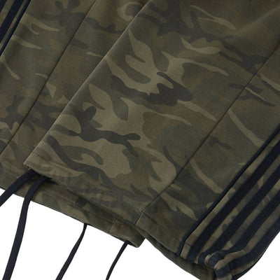 Heavyweight Camouflage Stripe Patchwork Drawstring Straight Leg Sweatpants