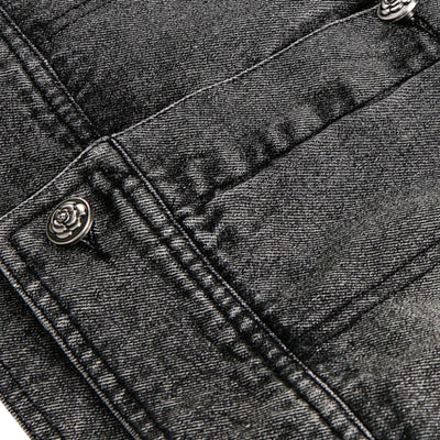 Stitched Diamond Design Relaxed Water-washed Denim Work Jacket