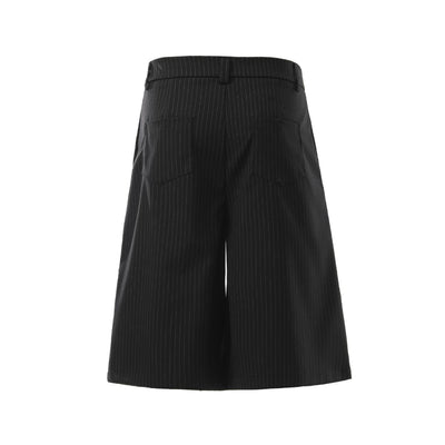 Vintage Pinstripe Wide Leg Cropped Trousers
