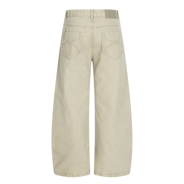 Vintage Scimitar-Wash Pleated Loose-Fit Wide-Leg Pants