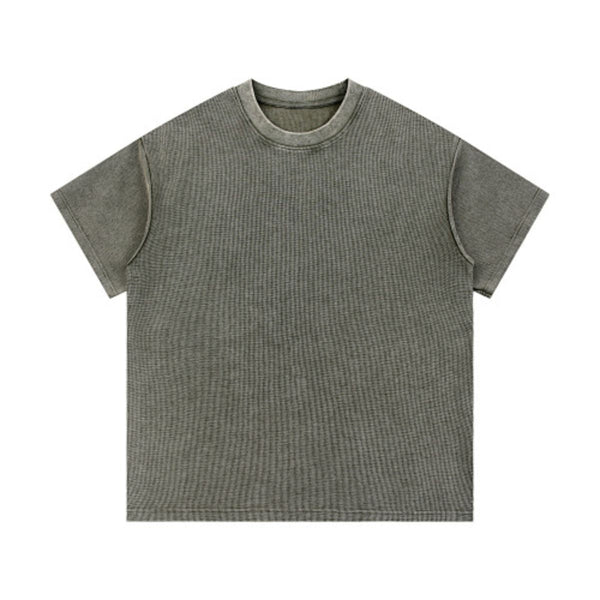 340G Vintage Wash Waffle Knit Relaxed Fit T-Shirt