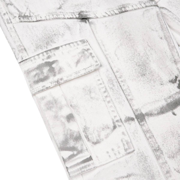 Graffiti Spray Washed Baggy Flared Denim Pants