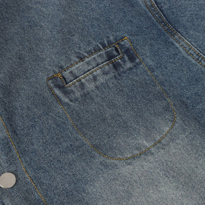 Heavy Washed Distressed Retro Simple Casual Denim Jacket
