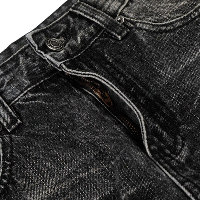 Vintage Washed Wide Leg Lightning Whisker Jeans