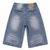 Vintage Wash Wide Leg Denim Shorts