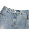 Faded Distressed Pleat Panel Oversized Loose Flared Jeans