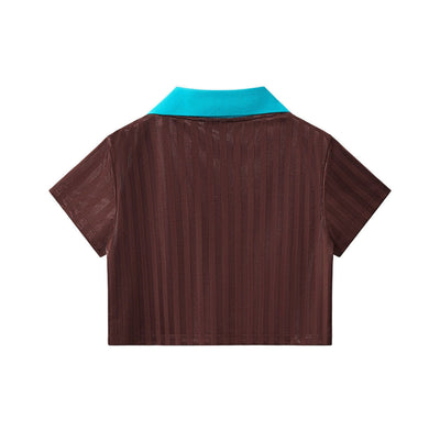 Contrast Panel Y2K Athletic Crop Tee
