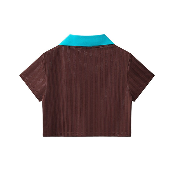 Contrast Panel Y2K Athletic Crop Tee