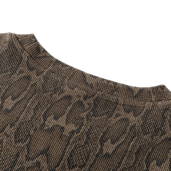 Vintage Snake Texture Waffle Long-Sleeve T-Shirt